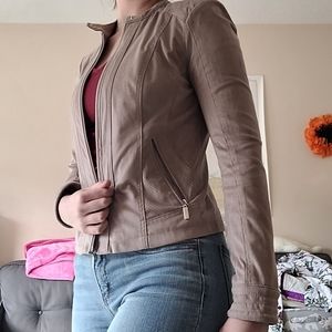 Taupe Faux Suede Moto Jacket